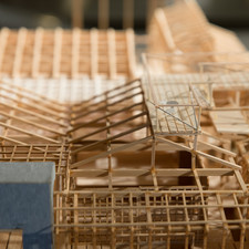 ?shima Sh?tar?, 1:50 model, Higashimuk?jima Mansion<br>Archi-Depot, Tokyo, 2017<br>“The existing buildings, located in the Sumida-ku region in Tokyo, were used as a brothel until the 1950s. The renovation project examined cognitive diversion from the dark post-war’s remnant to the potential living space, highlighting the unique collaboration of the decorative western-like facade and traditional timber frame. Additional new timber frame and extensions of the original structures allows fourteen existing buildings to merge into a united large mansion. The project of Higashimukojima Mansion aims at reinterpreting the buildings within the modern context as a symbolic architecture that reveal the historical narrative.”