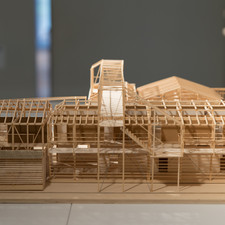 ?shima Sh?tar?, 1:50 model, Higashimuk?jima Mansion<br>Archi-Depot, Tokyo, 2017<br>“The existing buildings, located in the Sumida-ku region in Tokyo, were used as a brothel until the 1950s. The renovation project examined cognitive diversion from the dark post-war’s remnant to the potential living space, highlighting the unique collaboration of the decorative western-like facade and traditional timber frame. Additional new timber frame and extensions of the original structures allows fourteen existing buildings to merge into a united large mansion. The project of Higashimukojima Mansion aims at reinterpreting the buildings within the modern context as a symbolic architecture that reveal the historical narrative.”