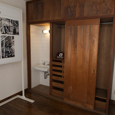 House of architect Mayekawa Kunio, Edo-Tokyo Open Air Architectural Museum (relocated from Shinagawa, Tokyo), 2017<br>"This house was built in 1942 by the architect Kunio Mayekawa, for himself, in Kami-osaki, Shinagawa Ward. He contributed to the development of modern architecture in Japan. The house was built during the Second World War when it was difficult to procure building materials. It has a Japanese-style gabled roof and a simple layout consisting of a study and bedrooms around a living room with a vaulted ceiling. [3-chome, Kami-osaki, Shinagawa Ward, 1942.]"