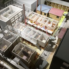 Yoshio Okuda, Kei Ichigo, Fumika Ejima, Sh?nosuke Suzuki (?? ????? ???? ????? ???), 1:100 model; ”? (??)” ??????”? (??)” (entry for a public housing competition)<br>Archi-Depot, Tokyo, 2017